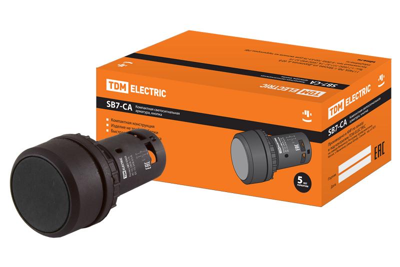 Кнопка SB7-CA25 d22мм 1з+1р черная | SQ0746-0010 | TDM — TDM ELECTRIC