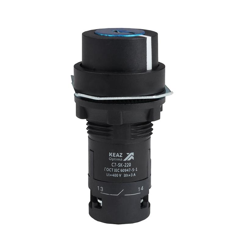Переключатель 2 положения OptiSignal Compact D22 C7-SK-220 черный с ключом 2НО XB7NG23 | 362143 | КЭАЗ — КЭАЗ (Курский электроаппаратный завод)