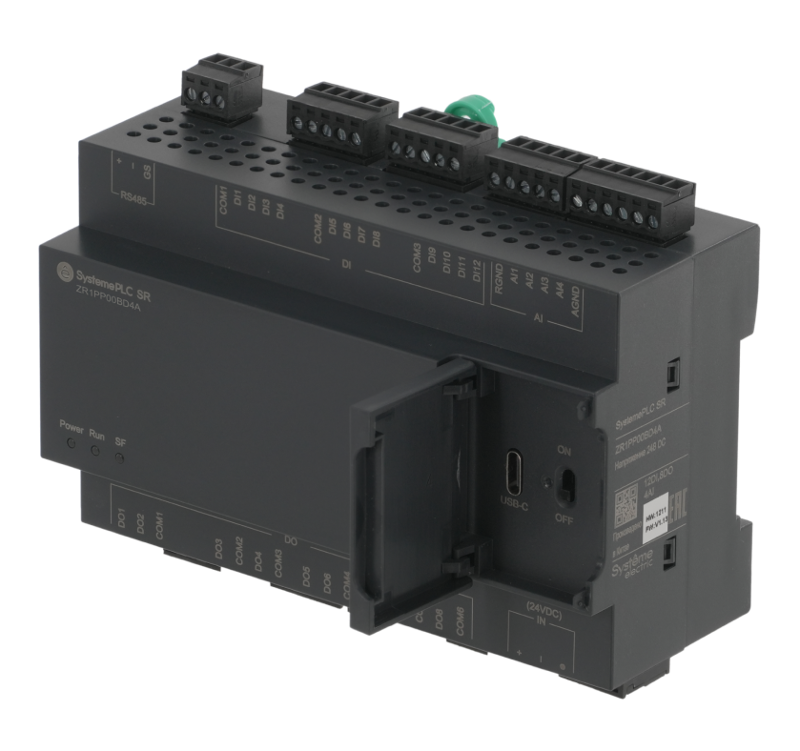 Интеллектуальное реле SR1; 24 VDC; 24 IO: 12 DI, 8 DO (реле); 4 AI; 1xRS485 | ZR1PP00BD4A | SE — миниатюра 2