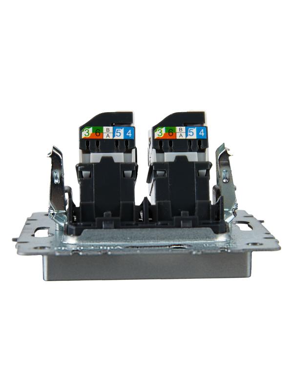 BRITE Розетка компьютерная 2-ая RJ45 кат.5E РК10-2-БрА алюминий | BR-K20-1-K47 | IEK — миниатюра 5