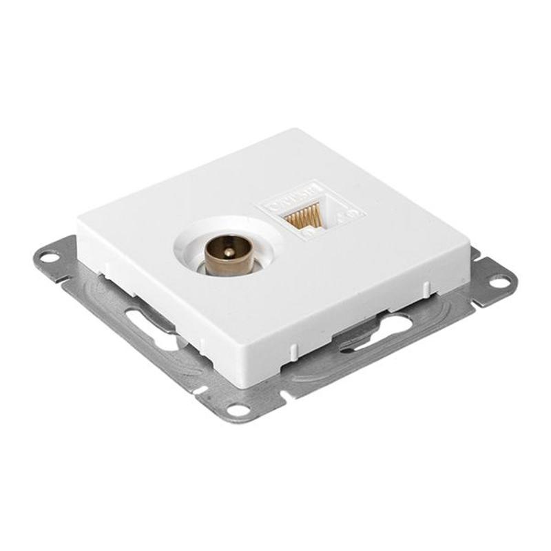 Механизм розетки TV+RJ45 (cat5), белый Эпика EKF | UP1-SOW-TV+RJ | EKF — миниатюра 11