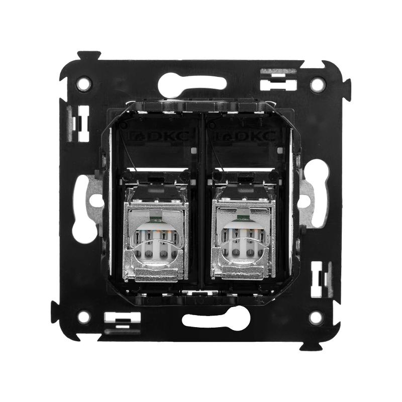 Компьютерная розетка RJ-45 в стену, кат.5e двойная экранированная,"Avanti", "Черный матовый" | 4412364 | DKC — миниатюра 3