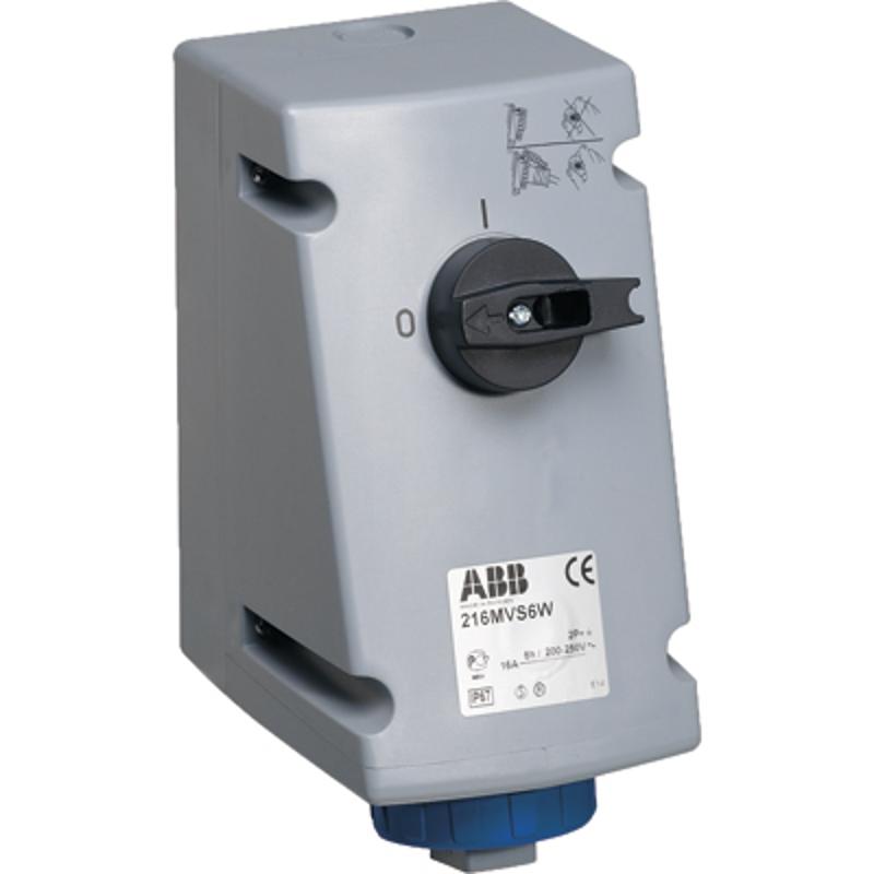 Розетка с выключателем и механической блокировкой 316MVS6W, 16A, 3P+E, IP67, 6ч | 2CMA167832R1000 | ABB — ABB