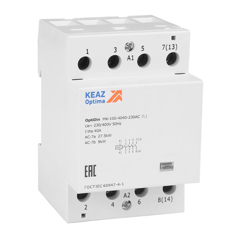 Контактор модульный OptiDin MK-100-4040-230AC (L) | 343733 | КЭАЗ — фото 1 | Sento