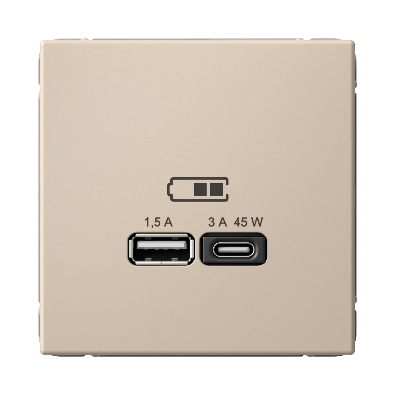 ArtGallery Песочный Розетка USB A + тип-C 45Вт высокоскор.заряд. QC, PD, механизм | GAL001229 | SE — Systeme Electric