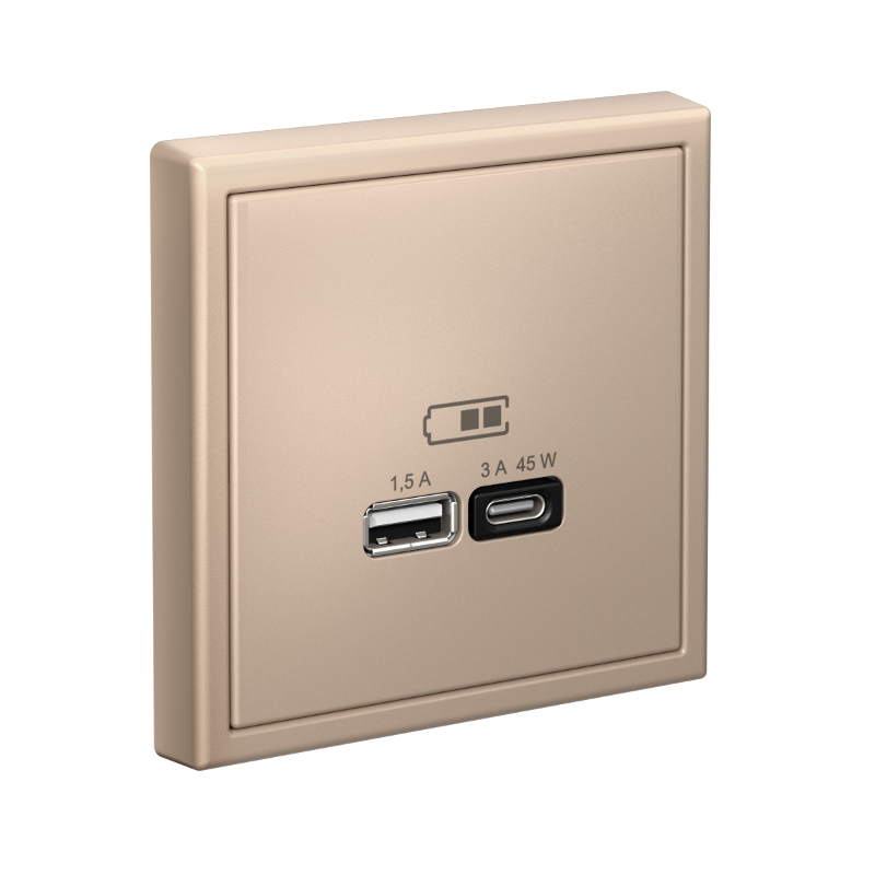 ArtGallery Песочный Розетка USB A + тип-C 45Вт высокоскор.заряд. QC, PD, механизм | GAL001229 | SE — миниатюра 3