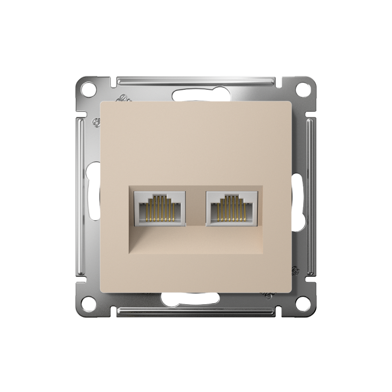 AtlasDesign Песочный Розетка 2-ая компьютерная RJ45+RJ45, кат.5E, механизм | ATN001285 | SE — миниатюра 2
