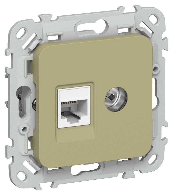 FLITE Розетка 2-ая RJ45/TV кат.5Е UTP РКТВ5е-2-0-ФлО оливковый | FI-AK22-1-K26 | IEK — IEK (ИЭК)