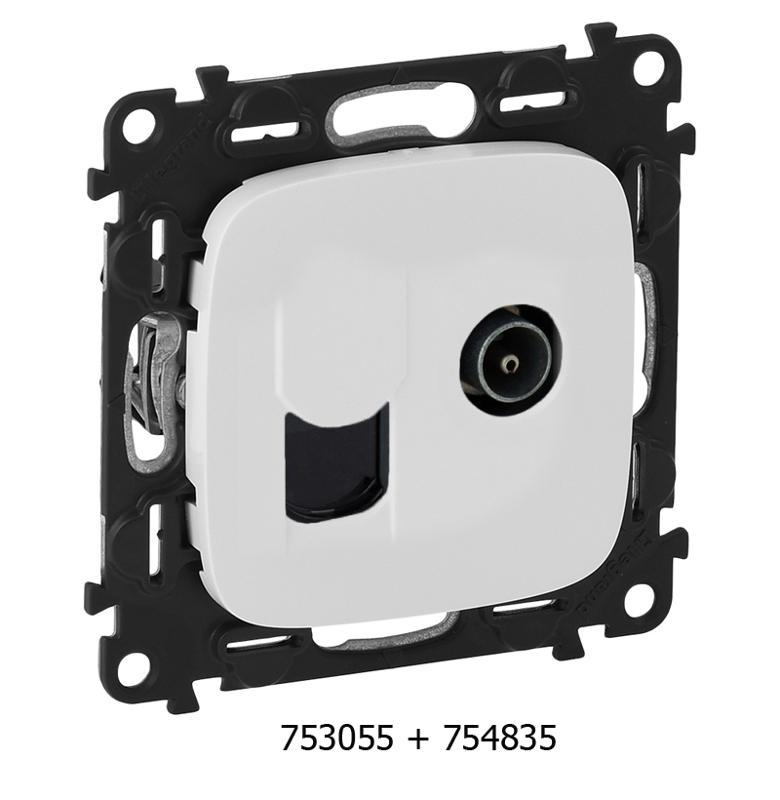 Valena ALLURE Белый Накладка розетки TV-RJ45 — миниатюра 2