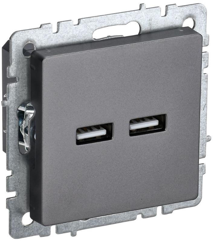 BRITE Розетка USB A+A 3,1А РЮ10-1-БрС сталь | BR-U21-D31-K46 | IEK — миниатюра 1