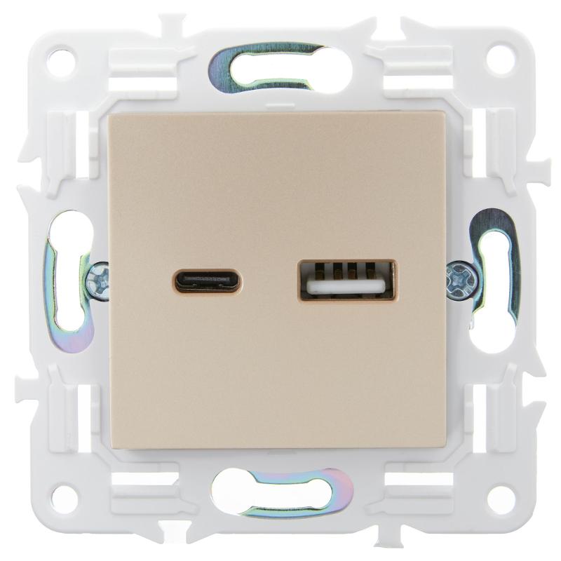 SKANDY Розетка USB A+C 3,1А SK-R14Sa песочный | SK-U22-D31-K98 | IEK — миниатюра 2