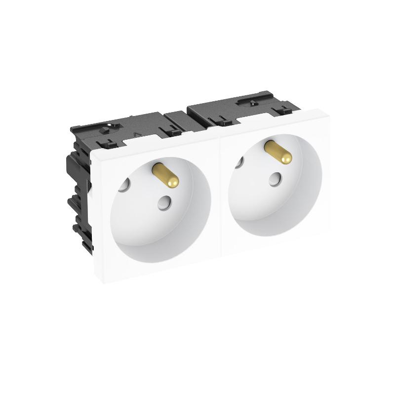 Розетка двойная 33° Modul45connect, франц. стандарт, 250 В, 16A (белый) (STD-F3C RW2) | 6120672 | OBO Bettermann — OBO Bettermann