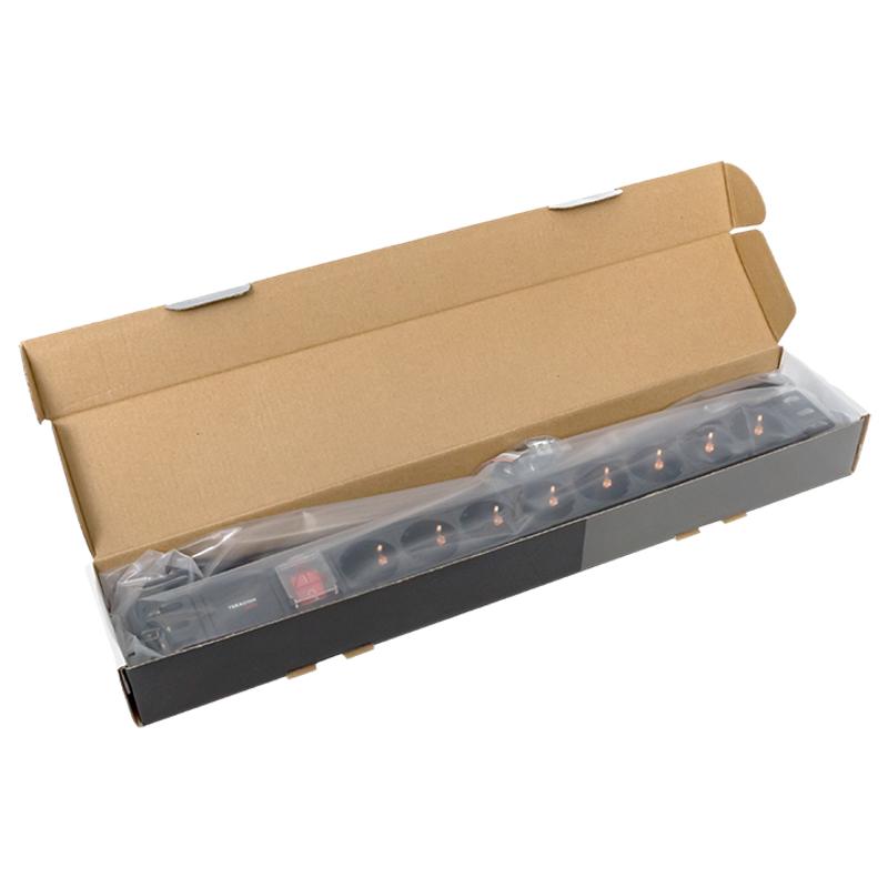 Блок розеток PDU TERACOM PRO 19" 1U 16А/250В 8 розеток Schuko 2 метра сечение 3x1,5 мм2 | TRP-HPD-LSP-16A-8SH-2MSH | EKF — миниатюра 10