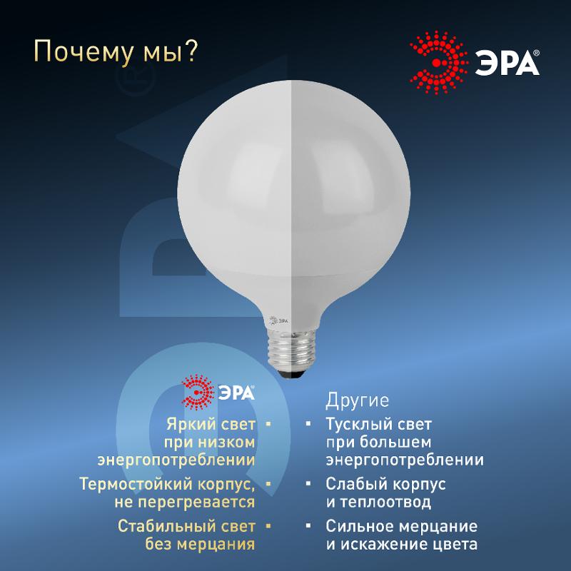 Лампа светодиодная LED G125-20W-6000K-E27 (диод, шар декор, 20Вт, холод, E27) (20/240) | Б0049082 | ЭРА — миниатюра 4