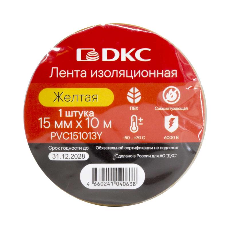 Лента изоляционная ПВХ 15x0,13 10м в рулоне Желтая | PVC151013Y | DKC — миниатюра 2