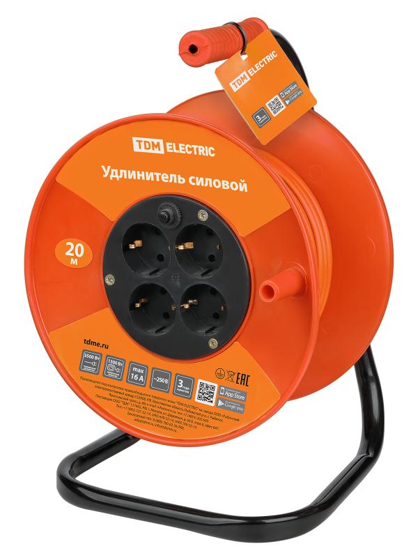 Удлинитель силовой УКз16-004 (4 места/20м ПВС 3х1,0) | SQ1301-0530 | TDM — TDM ELECTRIC