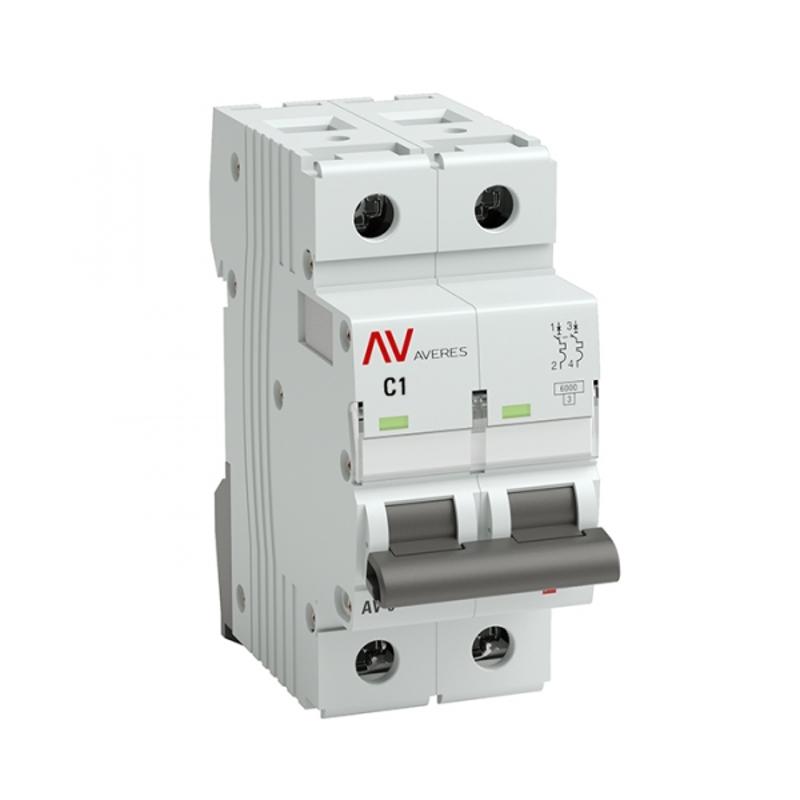 Выключатель автоматический двухполюсный AV-6 DC 1А C 6кА AVERES | mcb6-DC-2-01C-av | EKF — EKF