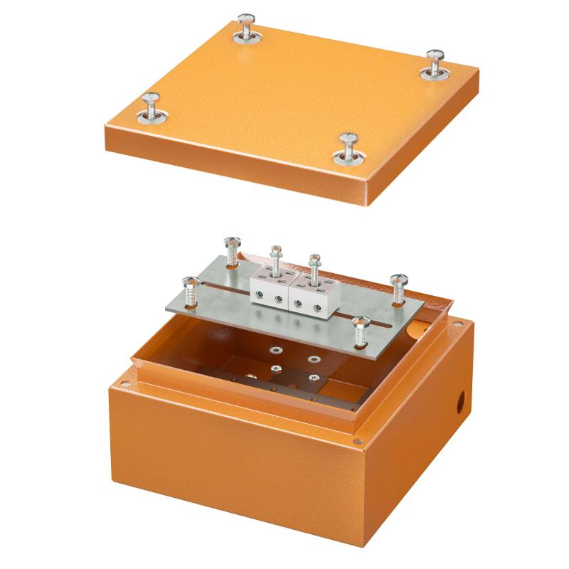 Коробка распределительная стальная FS огн., IP66,150х150х80мм,4р, 450V,6A, 4мм.кв. с гладкими стенками и клеммниками | FSB30404 | DKC — DKC (ДКС)
