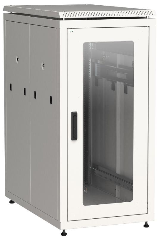 Шкаф сетевой 19" LINEA N 24U 600х1000 мм стеклянная передняя дверь, задняя перфорированная серый | LN35-24U61-GP | ITK — ITK