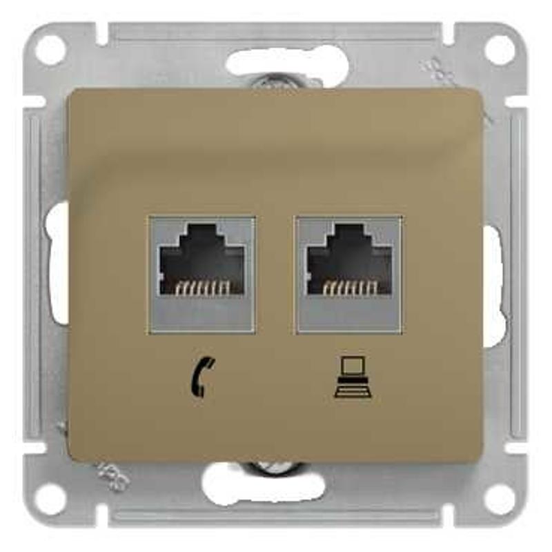 Glossa Титан Розетка 2-я RJ11+RJ45, кат.5E | GSL000485 | SE — Systeme Electric