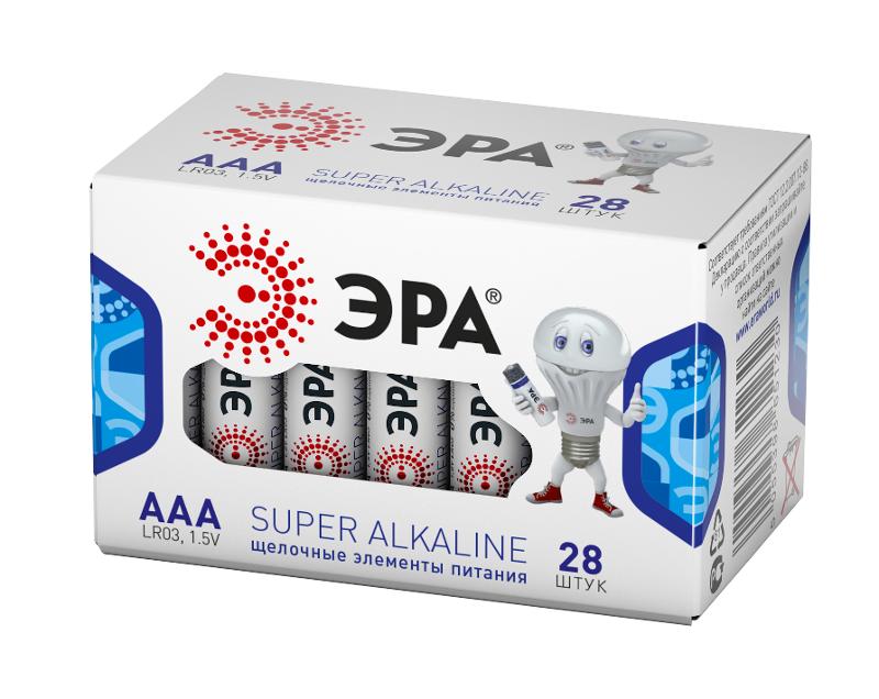 Батарейка щелочная (алкалиновая)  LR03-28 box (28/1120/44800) (AAA)  | Б0002909 | ЭРА — ЭРА (Энергия света)