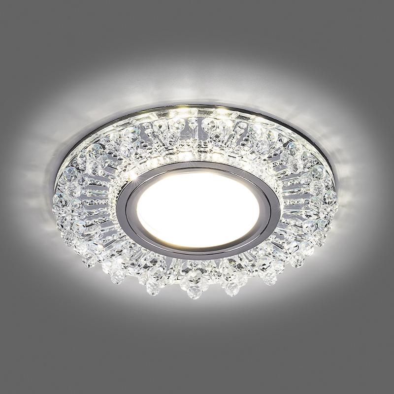 Светильник точечный встраиваемый под лампу, с LED подсветкой CD944 15LED*2835SMD 4000K, MR16 50W G5.3, прозрачный, хром | 32992 | FERON — миниатюра 2