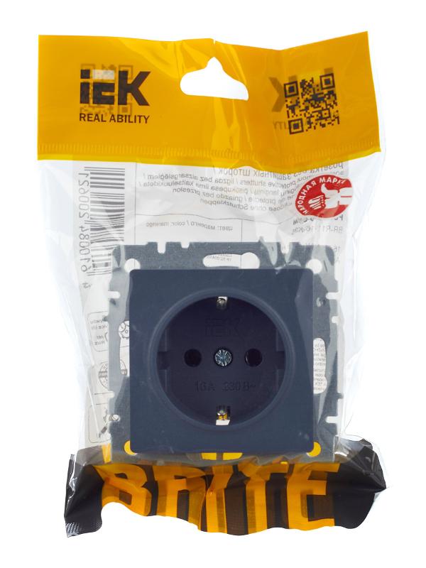 BRITE Розетка с заземлением без шторок 16А РС11-1-0-БрМ маренго  | BR-R11-16-K35 | IEK — миниатюра 7