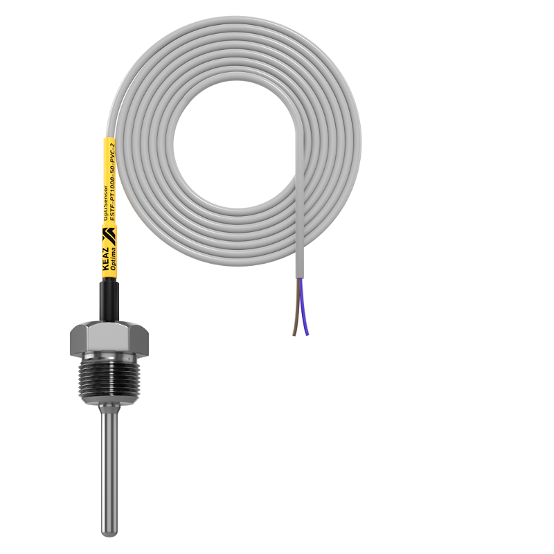 Датчик температуры погружной OptiSensor ESTF-PT1000-50-PVC-2 | 285967 | КЭАЗ — КЭАЗ (Курский электроаппаратный завод)