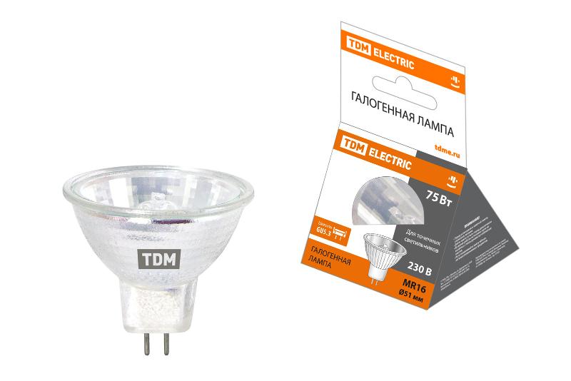 Лампа галогенная 75Вт 230В GU5.3 MR16 (JCDR) | SQ0341-0073 | TDM — TDM ELECTRIC