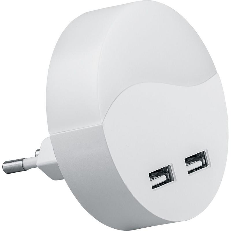 Светильник ночник c 2мя USB выходами, FN1122 0,45W 230V, белый | 41021 | Feron — Feron