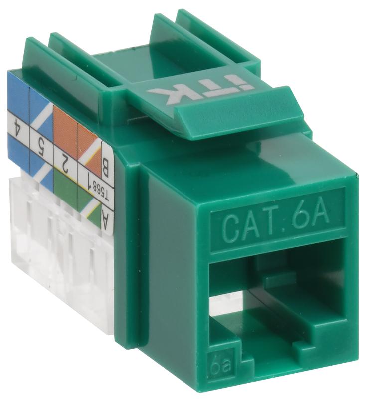 Модуль Keystone Jack кат.6A UTP 110 IDC 90град зелёный | CS1-1C6AU-11-02 | ITK — ITK