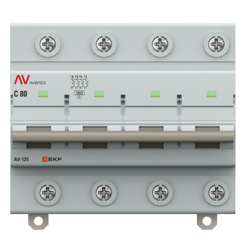 Выключатель автоматический AV-125 4P 80A (D) 10kA  AVERES |mcb125-4-80D-av| EKF — миниатюра 5