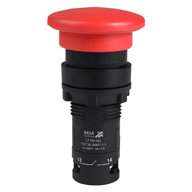 Кнопка грибовидная OptiSignal Compact D22 C7-PM-411 красная 1НО+1НЗ  | 362126 | КЭАЗ — КЭАЗ (Курский электроаппаратный завод)