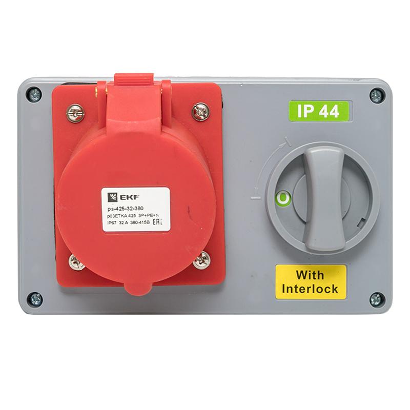 Розетка с блокировкой и выключателем 1425 3Р+РЕ+N 32А 380В IP44 EKF | ps-1425-32-380 | EKF — миниатюра 4