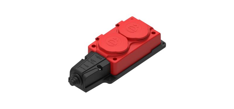 Колодка 2 гнезда 2К+З каучуковая 16А/250В IP44 Красная MultiSet | MST4122RD | SE — Systeme Electric
