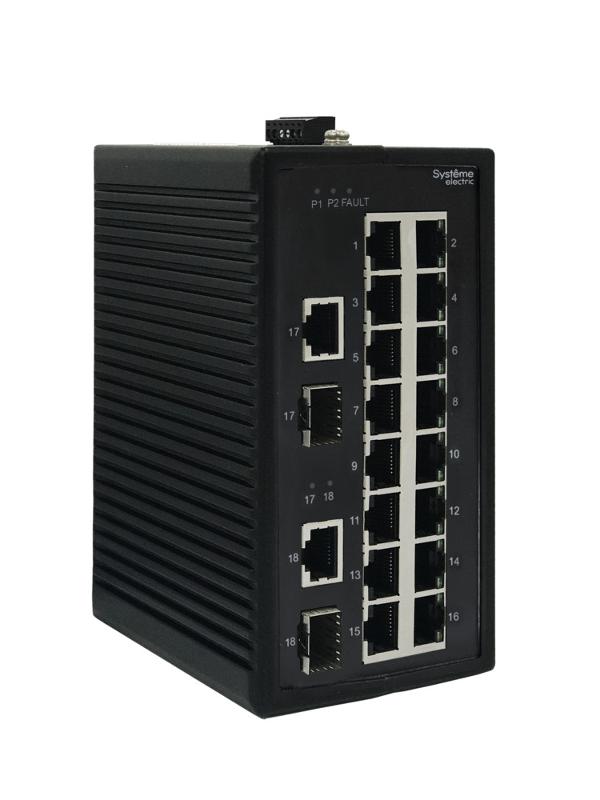 Неуправляемый промышленный коммутатор Ethernet, 16x10/100BaseT, 2x100/1000BaseX SFP | NSETU118T16X02A | SE — Systeme Electric
