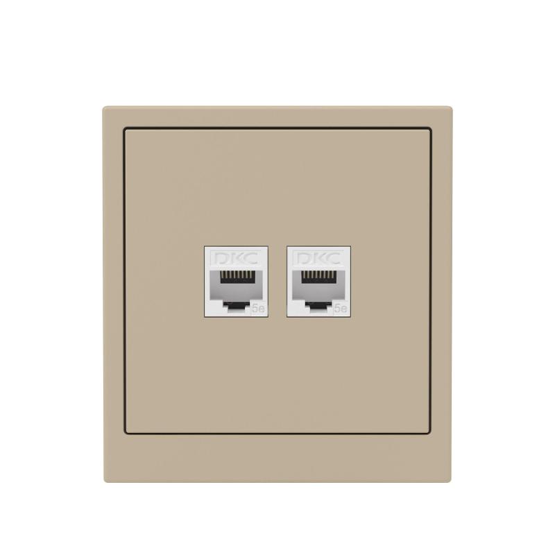 Компьютерная розетка RJ-45 без шторки, кат.5е двойная, KANT, ванильный марципан | 7015664 | DKC — миниатюра 6