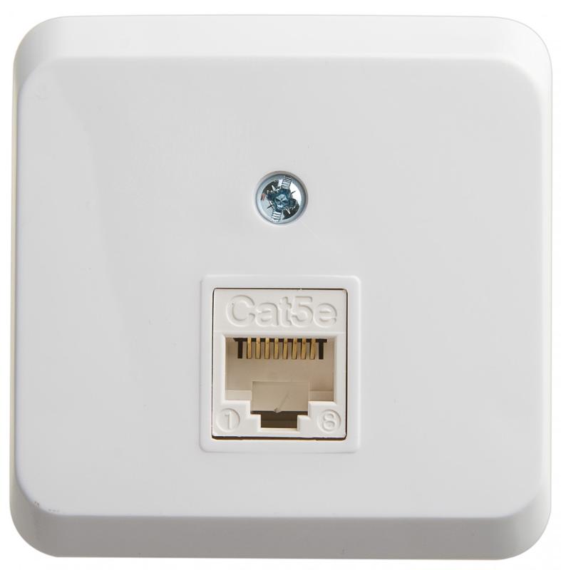 Этюд Белый О/У Розетка О/У компьютерная RJ45 кат.5E | KOMA-001B | SE — Systeme Electric