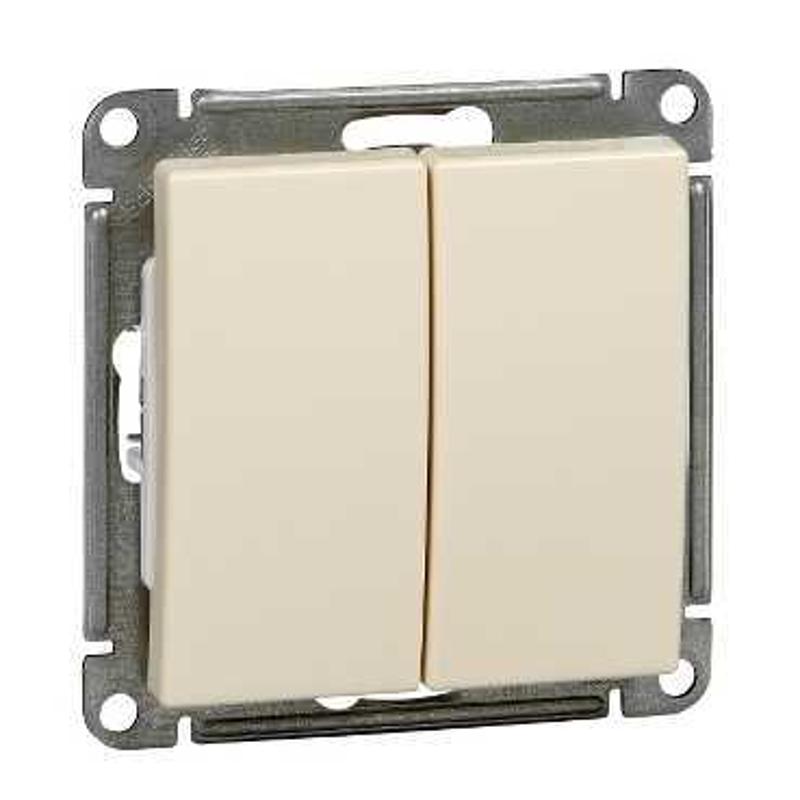 W59 Слоновая кость Выключатель 2-клавишный, 10АХ | VS510-252-2-86 | SE — Systeme Electric