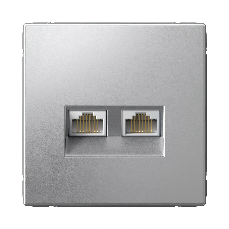 ArtGallery Алюминий Розетка двойная компьютерная RJ45+RJ45, кат.6А, механизм | GAL000388 | SE — Systeme Electric
