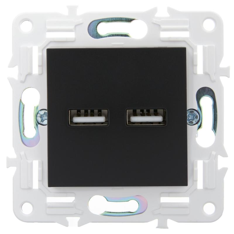 SKANDY Розетка USB A+A 3,1А SK-R15Bl черный | SK-U21-D31-K02 | IEK — миниатюра 2