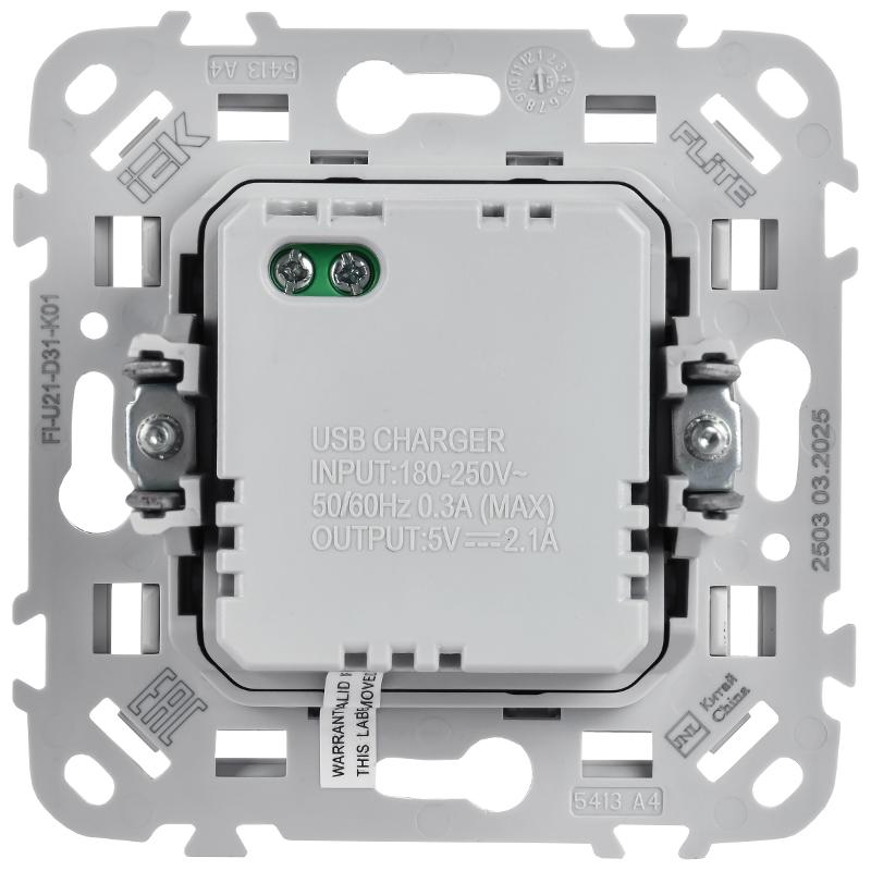 FLITE Розетка USB A+A 2,1А РЮ-2-ФлБ белый | FI-U21-D31-K01 | IEK — миниатюра 3