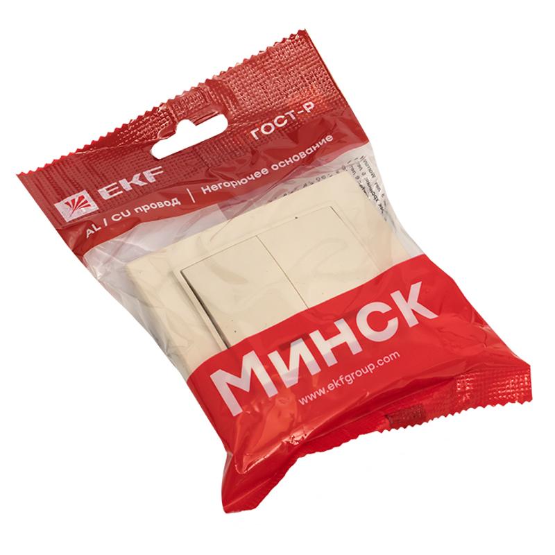Выключатель 2-кл. СП, Минск, с индикатором 10А, бежевый EKF|ERV10-123-20|EKF — миниатюра 6