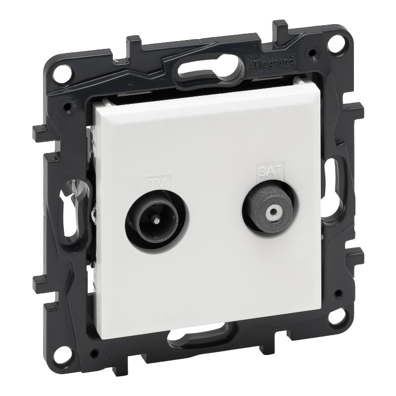 STRUCTURA Розетка двойная TV+SAT тип звезда двухкаб. белый| 764280| Legrand — Legrand