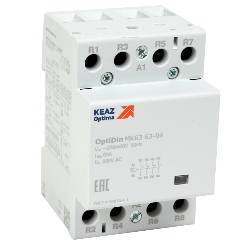 Контактор модульный OptiDin МК63-6340-230AC | 114136 | КЭАЗ — КЭАЗ (Курский электроаппаратный завод)
