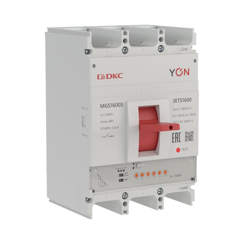 Авт. выкл. YON MGS1600S 3P 640-1600A 66kA с электронным расцепителем ETS | MGS1600S-3ETS1600 | DKC — миниатюра 1