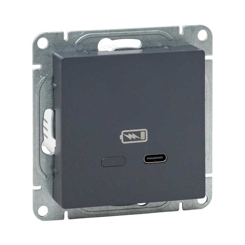 Механизм розетки USB-С, быстрая, графит Эпика  |UP1-SOG-USBCF| EKF — EKF