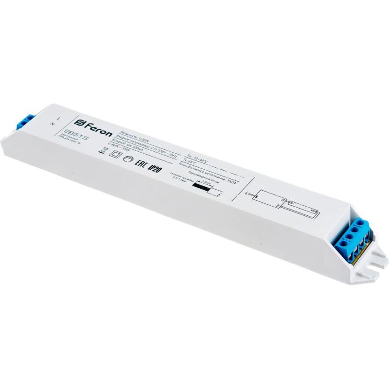 Аппарат пускорегулирующий электронный (балласт), 1*36W T8/G13 230V, EB51S | 21521 | Feron — миниатюра 6