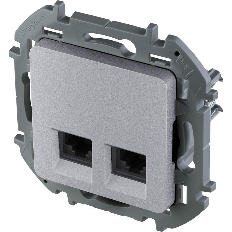 Inspiria Алюминий Розетка 2-ая компьютерная RJ45 С/У категория 6 UTP — миниатюра 3