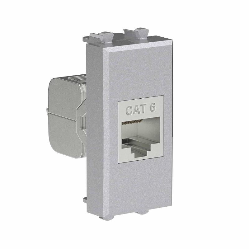 Компьютерная розетка RJ-45 без шторки модульная, кат.6 экранированная, "Avanti", "Закаленная сталь", 1 модуль | 4404791 | DKC — миниатюра 2